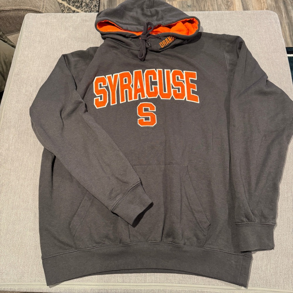 Syracuse Orange Hoodie Mens Large Grey NCAA Sweatshirt L